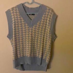 V Neck Houndstooth Pattern Sweater Vest